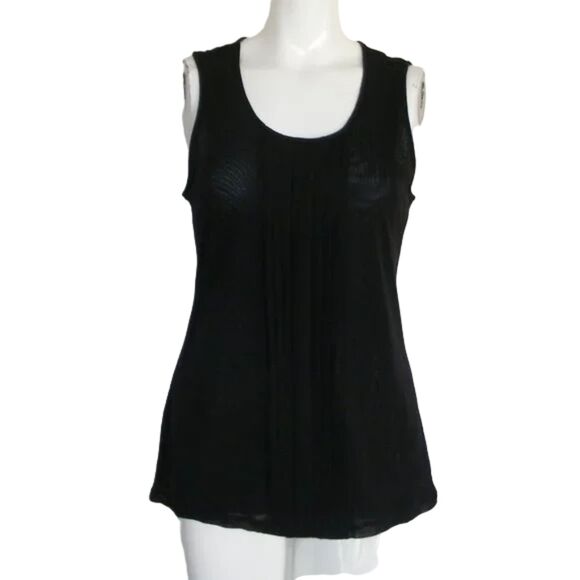 new CHICO'S Mesh Tank top, 1/M, Black Nylon, Pleats - Picture 8 of 11